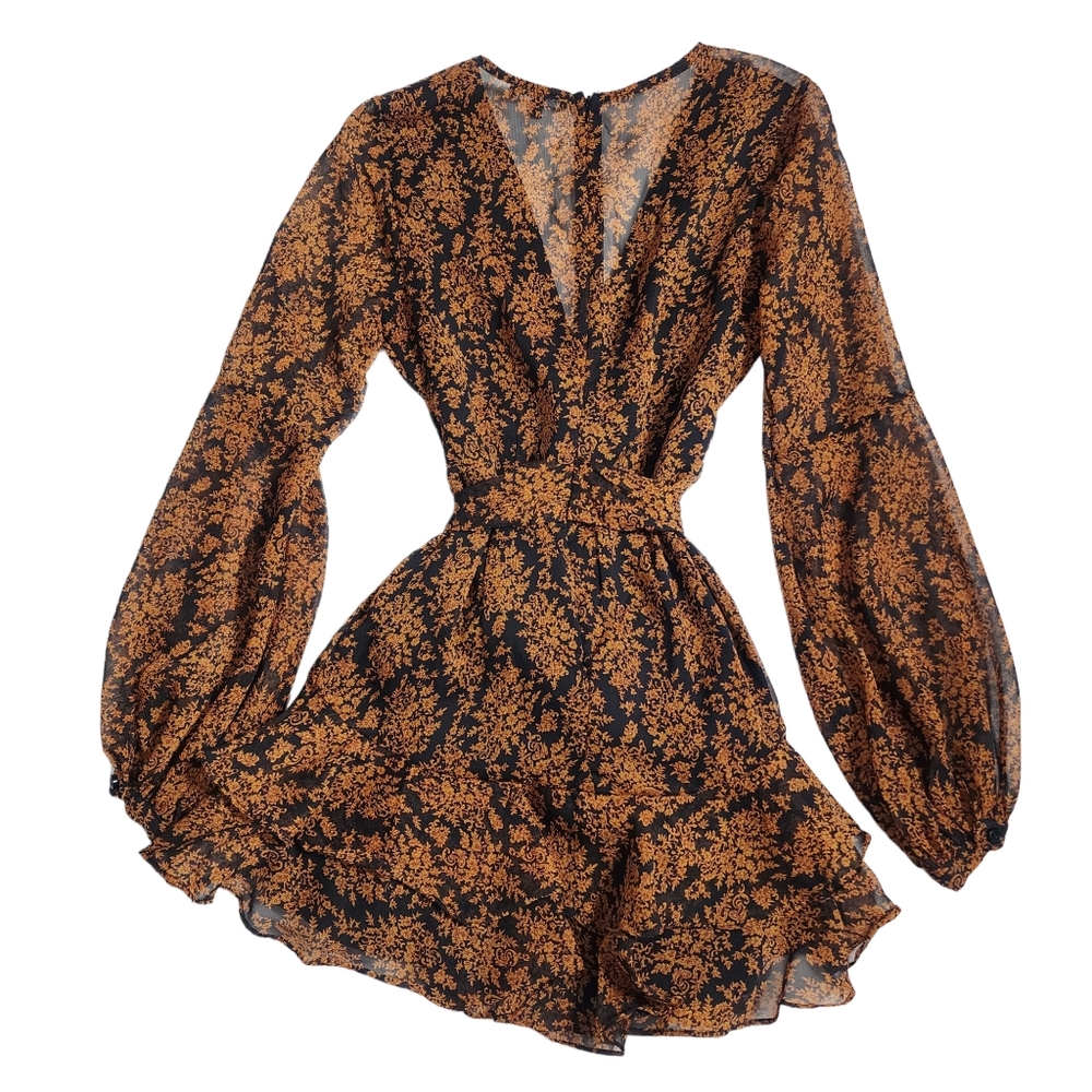 Fashion Nova Wildflower Longsleeve V Neck Mini Dress Size‎ Small - Picture 9 of 16